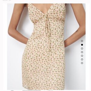 Zara Floral V Neck Mini Dress Sz XS